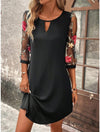 Robe shift brodée - élégante robe pour femmes avec manches transparentes