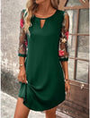 Robe shift brodée - élégante robe pour femmes avec manches transparentes