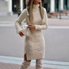 Robe tricotée à col montant - robe pull élégante pour femmes