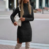 Robe tricotée à col montant - robe pull élégante pour femmes