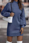 Robe tricotée - élégante robe pull à col montant pour femmes