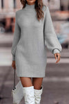 Robe tricotée - élégante robe pull à col montant pour femmes