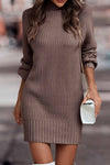 Robe tricotée - élégante robe pull à col montant pour femmes