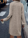 Robe tricotée marron - style col zippé mi-haut pour femmes