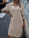 Robe tricotée marron - style col zippé mi-haut pour femmes