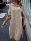 Robe tricotée marron - style col zippé mi-haut pour femmes
