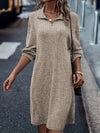 Robe tricotée marron - style col zippé mi-haut pour femmes