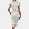 Robe tricotée - robe blanche d'été avec franges