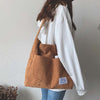 Sac à bandoulière en velours côtelé - grand tote pour femmes avec poches