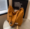 Sac à bandoulière en velours côtelé - grand tote pour femmes avec poches