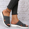 Sandales à glissière pour femmes - chaussures stylées grises faciles à enfiler