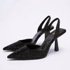Sandales à talons hauts avec bride arrière - chaussures élégantes pour femmes avec détails en strass