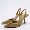 Sandales à talons hauts avec bride arrière - chaussures élégantes pour femmes avec détails en strass
