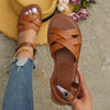 Sandales plates à lanières pour femmes - chaussures d'été tendance