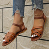 Sandales plates à lanières pour femmes - chaussures d'été tendance