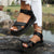 Sandales sportives noires pour femmes - chaussures strappées confortables