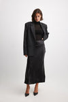Jupe midi en satin - jupe féminine élégante avec fente haute