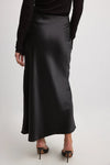 Jupe midi en satin - jupe féminine élégante avec fente haute