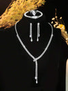Set de bijouterie en cristal argenté 4 pièces - collier, boucles d’oreilles, bracelet et bague élégants pour femmes