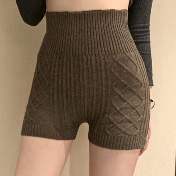 Shorts taille haute côtelés - élégants shorts en tricot pour femmes