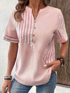 Blouse à rayures pour femmes - chemise décontractée boutonnée en bleu clair pour le quotidien
