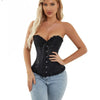 Corset en brocart pour femmes - corset noir sophistiqué avec des détails en dentelle