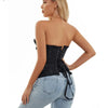 Corset en brocart pour femmes - corset noir sophistiqué avec des détails en dentelle