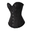 Corset en brocart pour femmes - corset noir sophistiqué avec des détails en dentelle