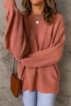 Sweater rose tricoté femme - pull oversized avec poche