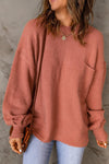 Sweater rose tricoté femme - pull oversized avec poche