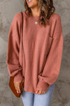 Sweater rose tricoté femme - pull oversized avec poche