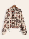 Sweatshirt demi-zip en teddy doux - pull chic pour femmes