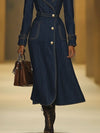 Trench-coat en denim bleu marine - veste longue à manches pour femmes