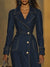 Trench-coat en denim bleu marine - veste longue à manches pour femmes