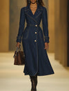 Trench-coat en denim bleu marine - veste longue à manches pour femmes