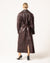 Trench en cuir - manteau ceinturé bordeaux pour femmes