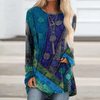 Tunique patchwork bohème - top long à manches stylé pour femmes