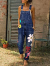 Salopettes en denim fleuries pour femmes - overalls stylés avec poches pour un usage quotidien