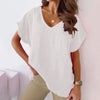 Blouse en coton pour femmes - haut léger à col en v pour un look décontracté au quotidien