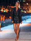 Veste blazer à sequins noirs - tenue élégante pour les soirées