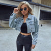 Veste bomber en denim femme - veste cropped en denim bleu délavé