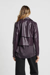 Veste courte en cuir vegan ouverte - manteau ladies couleur mûre