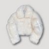 Veste cropped en fausse fourrure - manteau en peluche patchwork pour femmes