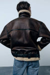 Veste de biker - manteau en fausse cuir brun luxe pour femmes