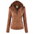 Veste en cuir à capuche pour femmes - blouson zippé tendance