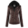 Veste en cuir à capuche pour femmes - blouson zippé tendance