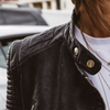 Veste en cuir biker - élégante veste noire pour femmes