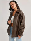 Veste en cuir bomber - blouson zippé féminin tendance