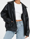 Veste en cuir bomber - blouson zippé féminin tendance