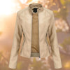 Veste en cuir haut de gamme - manteau ajusté pour femmes